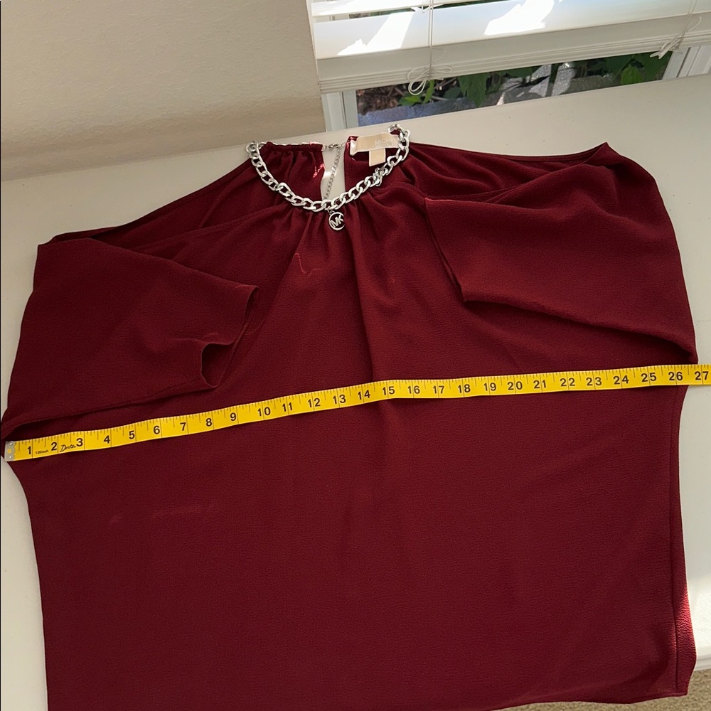 MICHAEL Michael Kors Burgundy Cold-Shoulder Halter Blouse - Picture 9 of 14